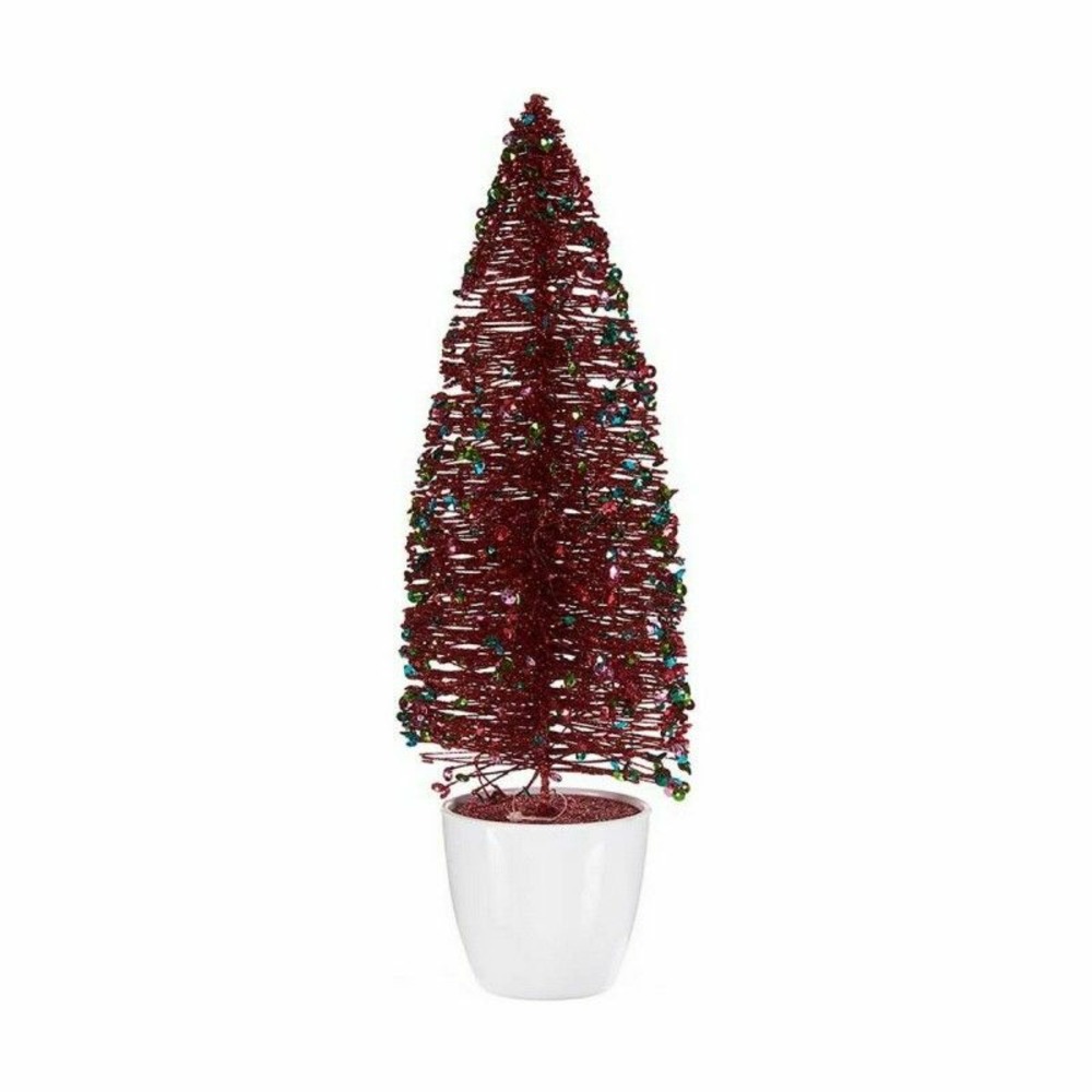 Sapin de noël moyen 10 x 33 x 10 cm rouge bleu doré plastique