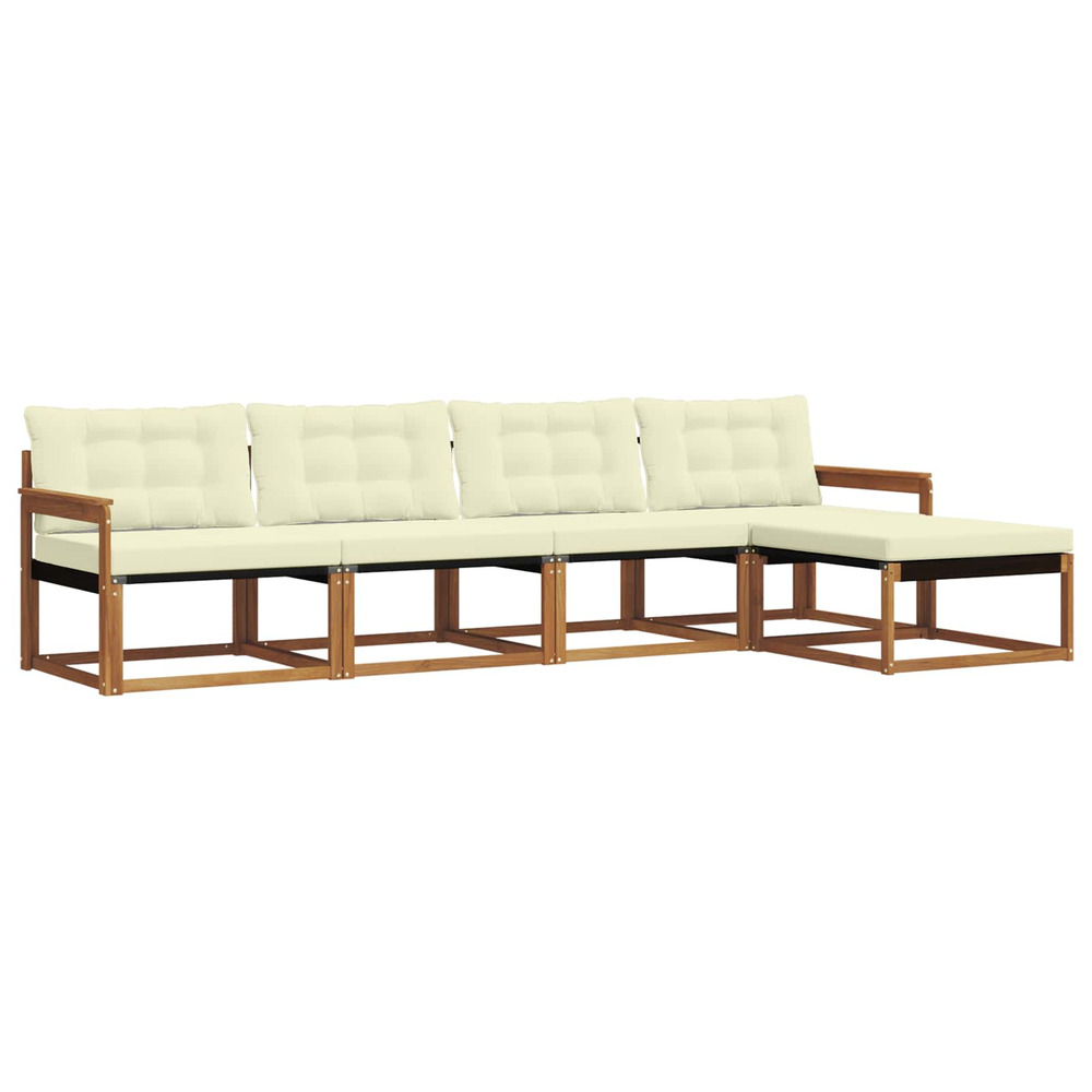 Ensemble de canapés d'extérieur 5 pcs naturel et crème