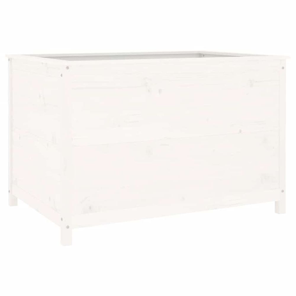 Lit surélevé de jardin blanc 119,5x82,5x78cm bois de pin massif