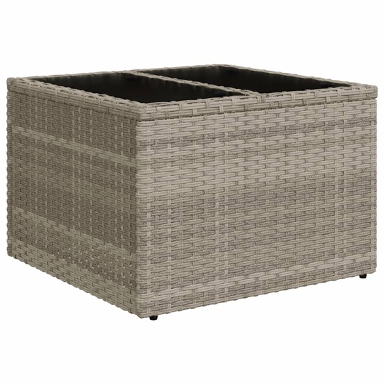 Table de jardin avec dessus en verre gris clair résine tressée
