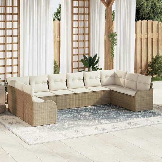 Ensemble de canapé de jardin beige polyrotin