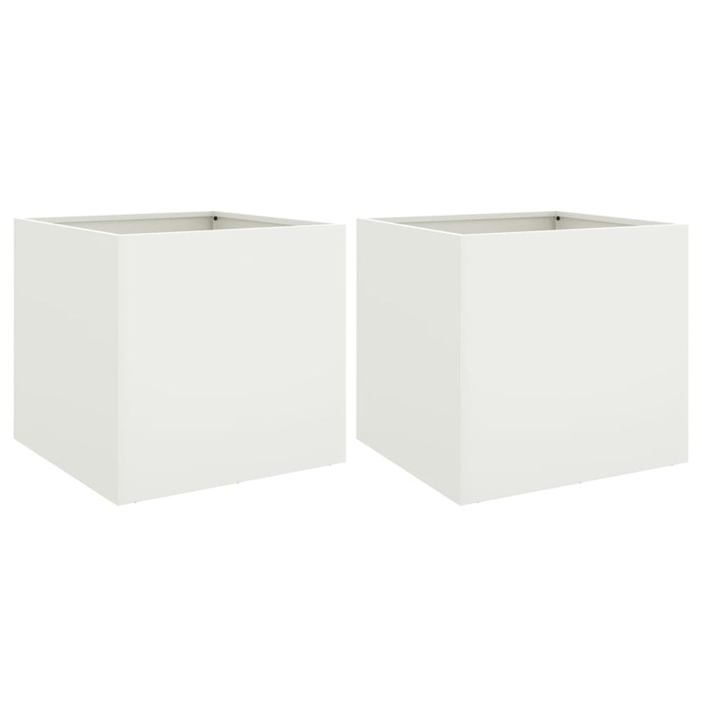 Jardinière d'extérieurs 2 pcs blanc 49x47x46 cm acier