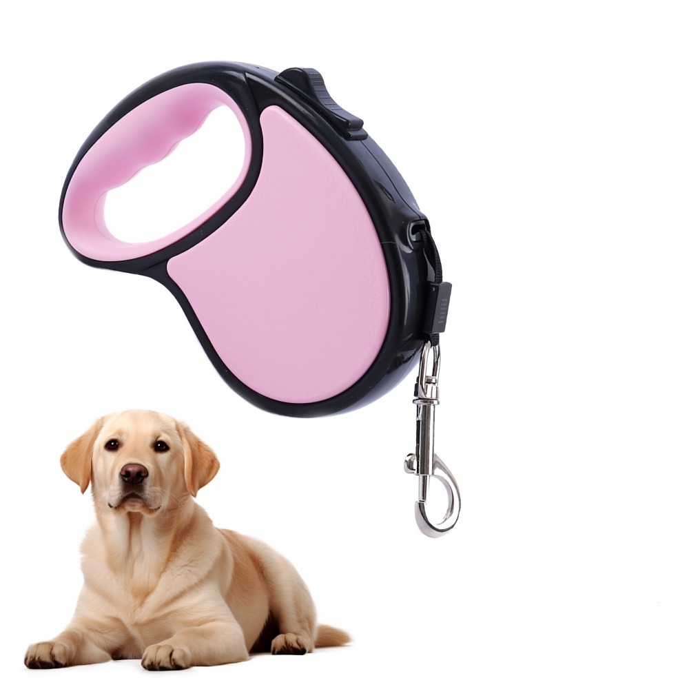 Corde de conduite rétractable pour chien rose