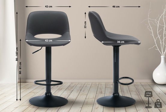 Lot de 2 tabourets de bar camden simili cuir noir