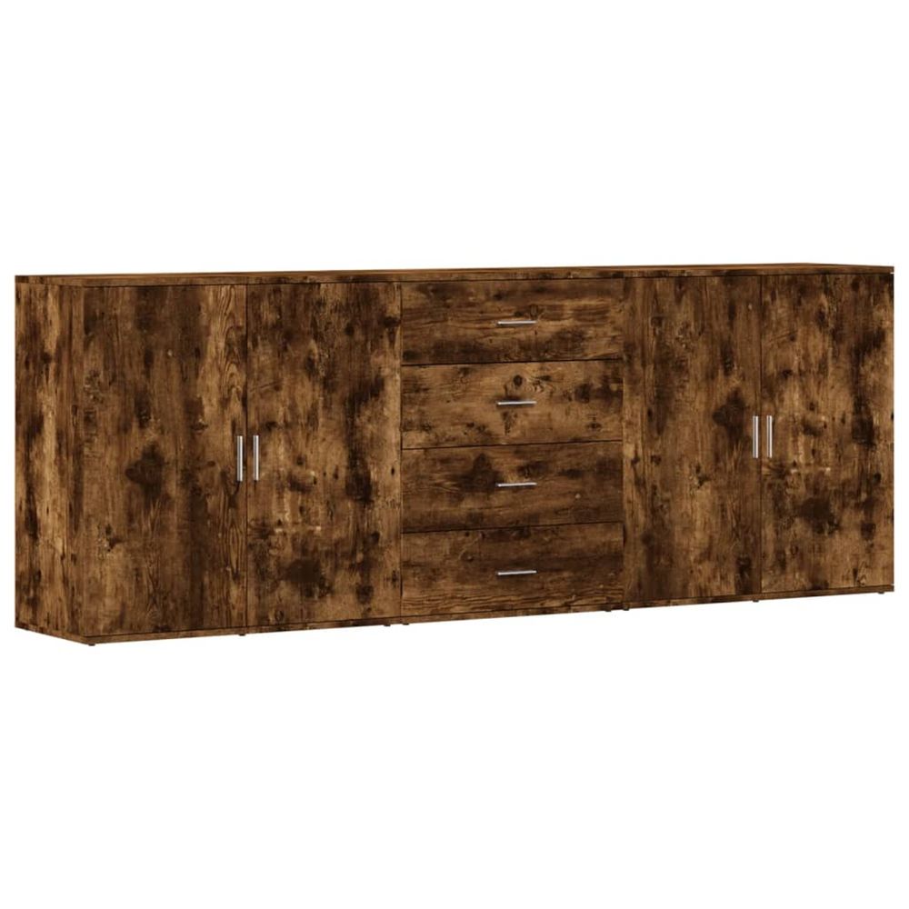Buffets 3 pcs chêne fumé bois d'ingénierie