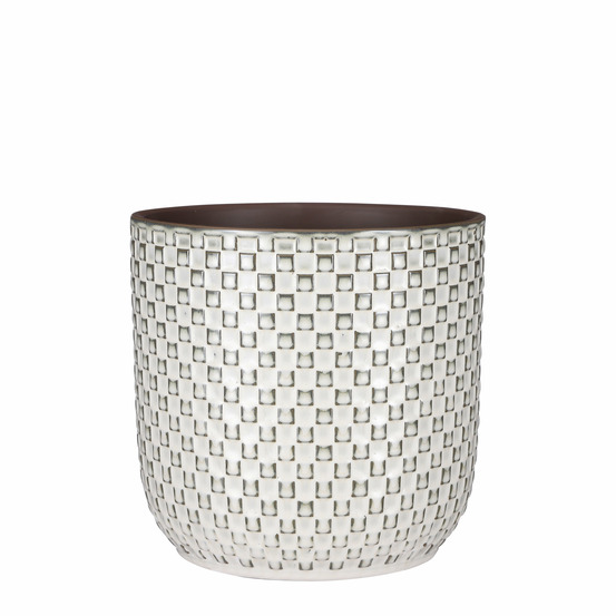 Mica decorations daan pot de fleurs - h20,5 x ø21,5 cm - blanc