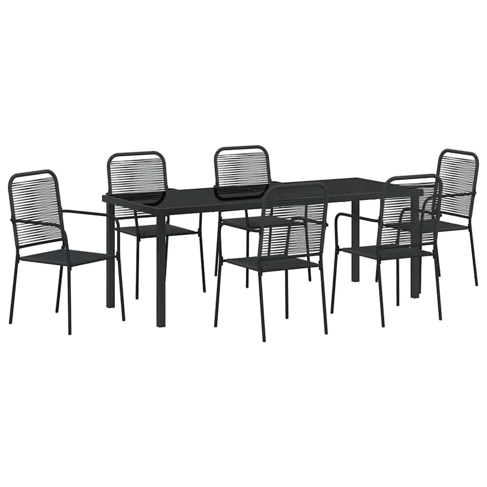 Ensemble de salle à manger pour jardin 7 pcs noir
