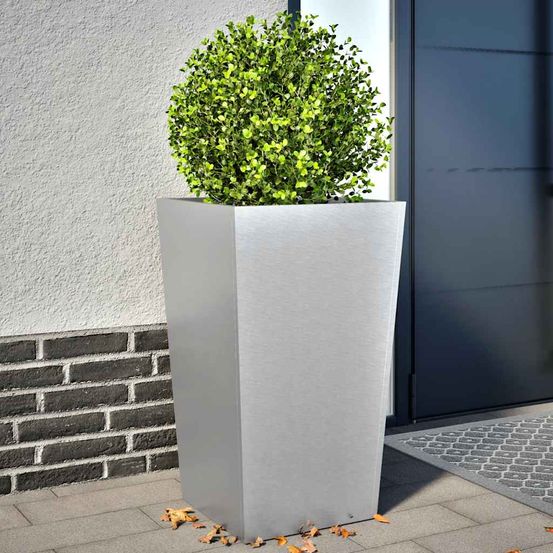 Lot de 2 jardinières hautes acier galvanisé pour jardin argent 45x75cm