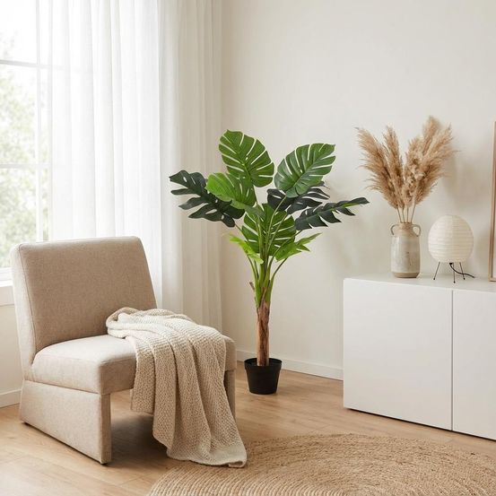 Monstera deliciosa plante artificielle - h120 cm - ø20 cm
