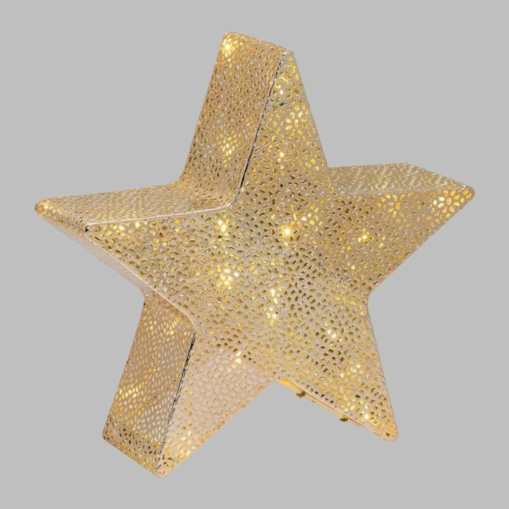Étoile lumineuse ø30cm métal perforé couleur champagne brillant, 24 led blanc chaud lotti