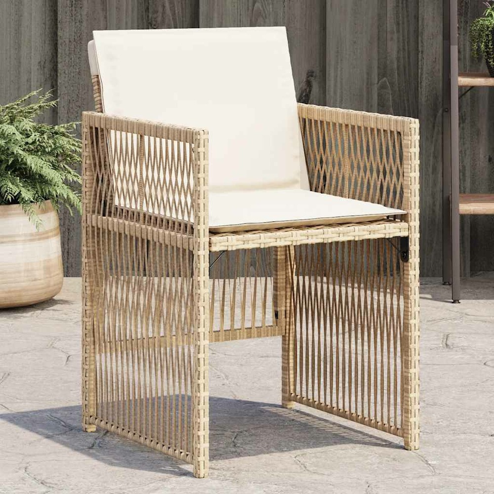 Chaises de jardin avec coussins lot de 4 beige résine tressée