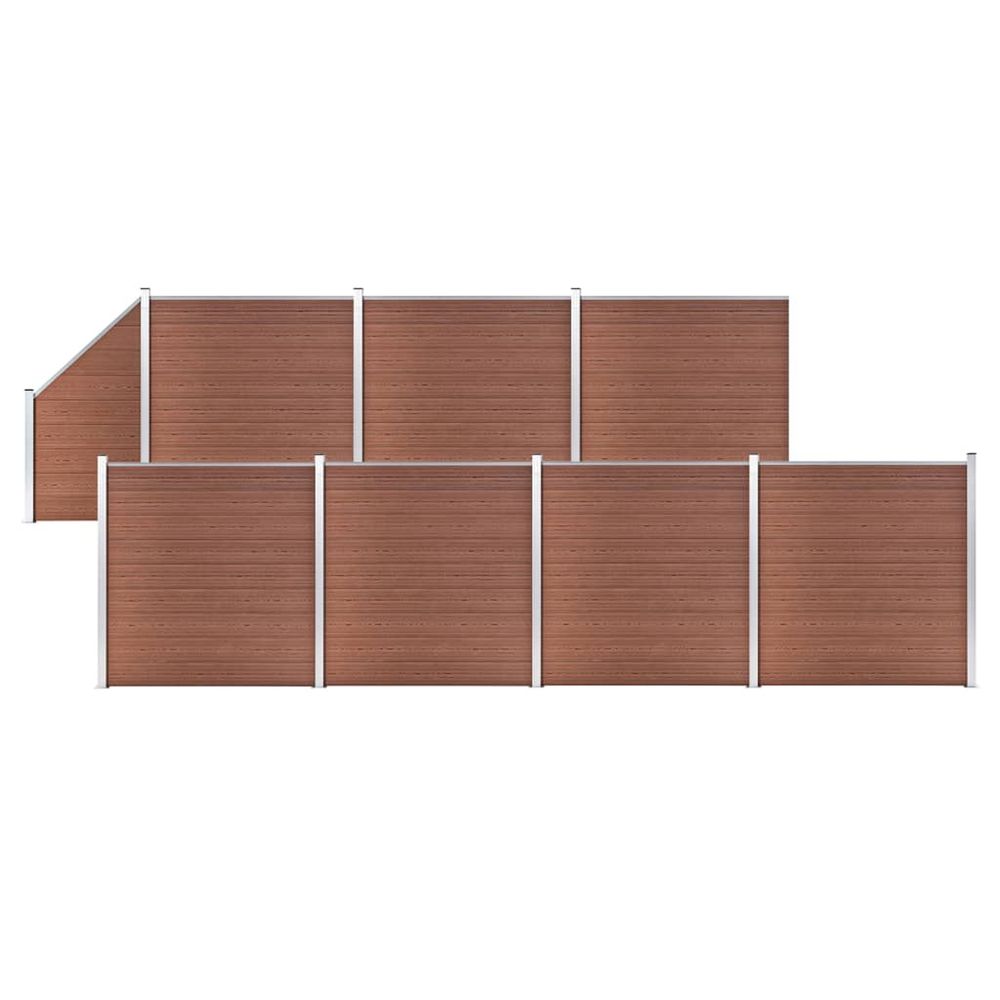 Ensemble de clôture wpc 7 carré + 1 incliné 1311x186 cm marron