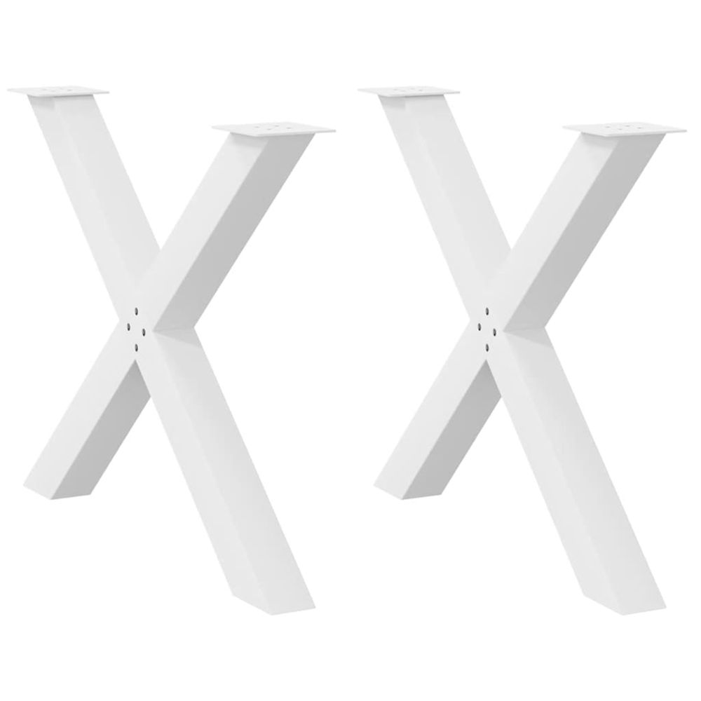 Pieds de table à manger en forme de x, 2 pièces, blanc, 90 x (72-73) cm, acier