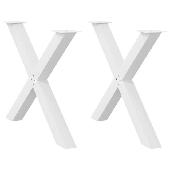 Pieds de table à manger en forme de x, 2 pièces, blanc, 90 x (72-73) cm, acier