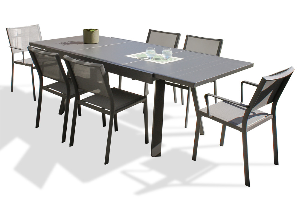 Ensemble repas stockholm 6 places en aluminium