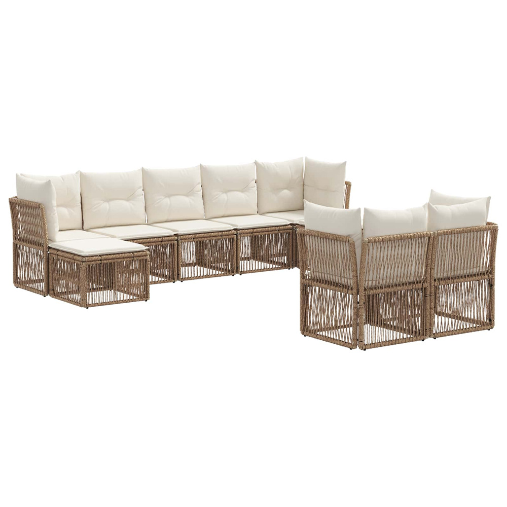 Ensemble de canapé de jardin 9 pcs beige polyrotin