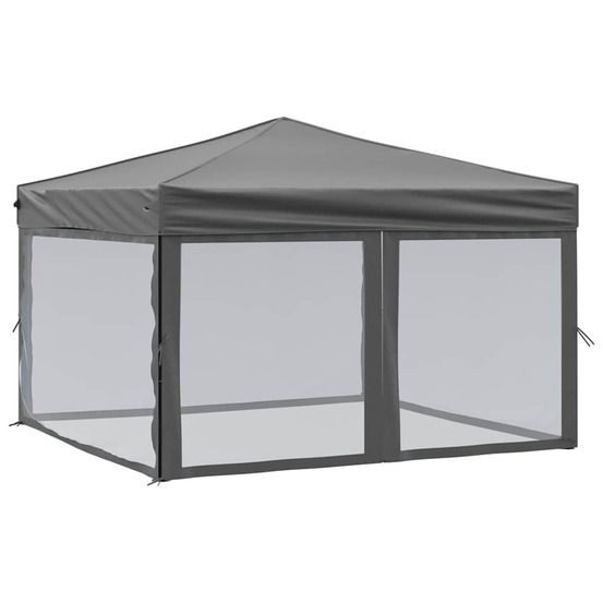 Tente de réception pliable avec parois anthracite 3x3 m