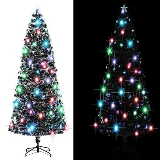 Arbre de noël pré-éclairé vert et blanc 240 cm fibre optique