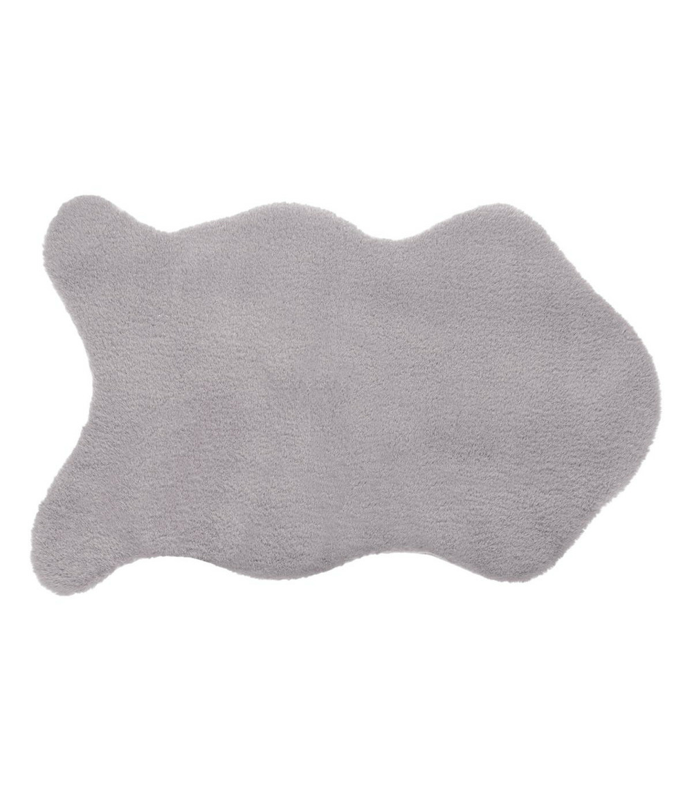 Tapis en fourrure grise extra doux 60 x 90 cm
