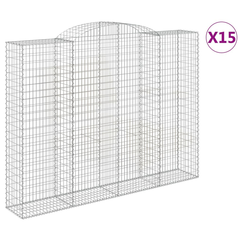 Paniers à gabions arqués 15 pcs 300x50x220/240 cm fer galvanisé