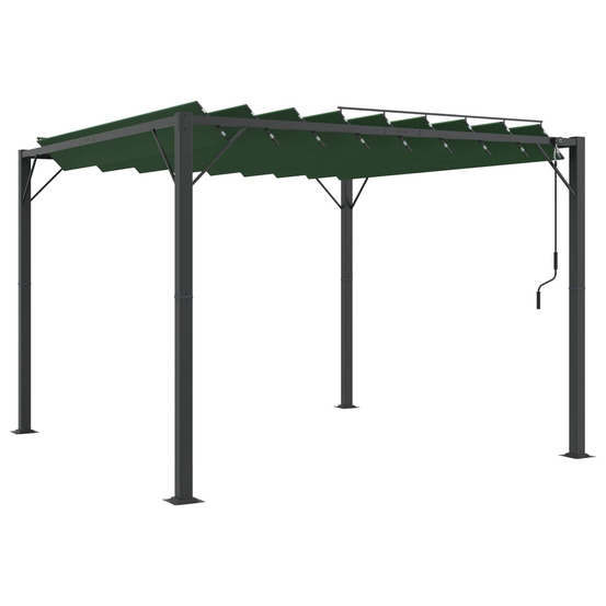 Gazebo avec toiture louvée 3 x 3 x 2,14 m vert