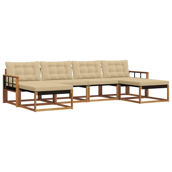 Ensemble de canapés d'extérieur 6 pcs naturel et beige