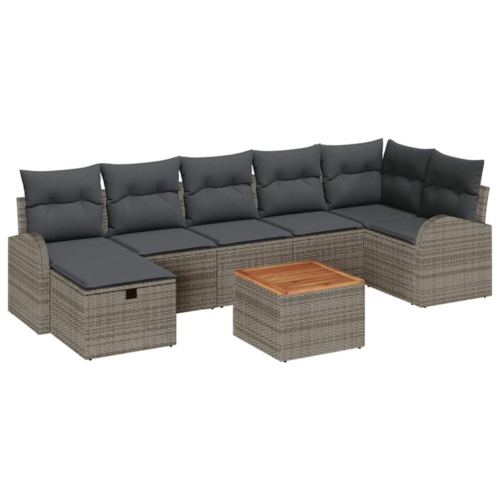 Ensemble de canapé de jardin 8 pc gris polyrotin