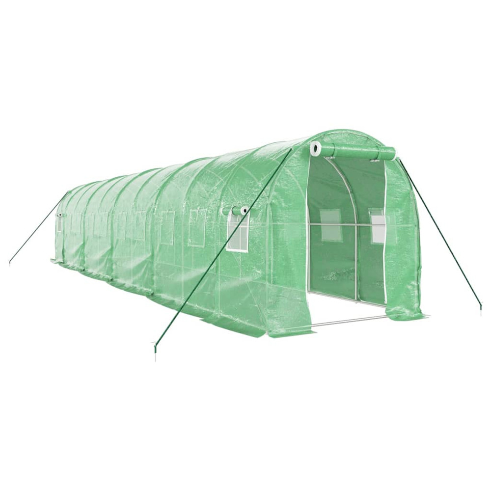 Serre avec cadre en acier vert 20 m² 10x2x2 m