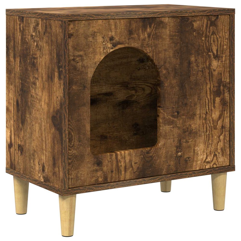 Maison pour chat chêne fumé 51 x 30 x 52 cm bois d'ingénierie