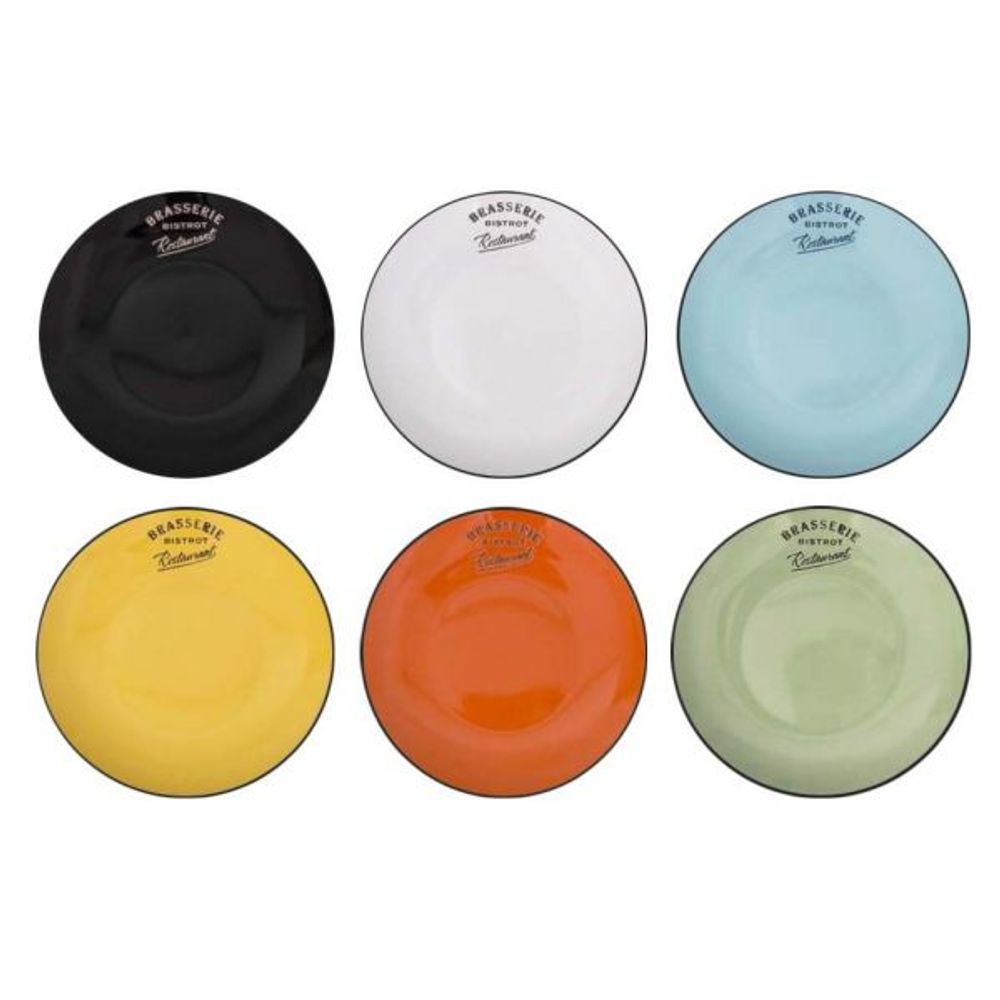 Assiettes colorées brasserie bistrot (lot de 6) assiettes plates - 27 cm
