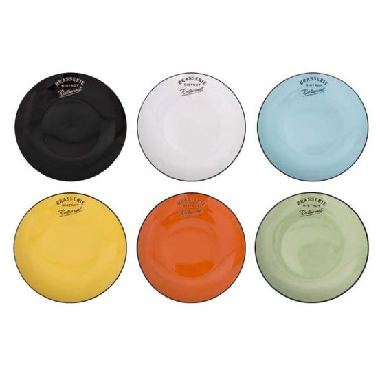 Assiettes colorées brasserie bistrot (lot de 6) assiettes plates - 27 cm