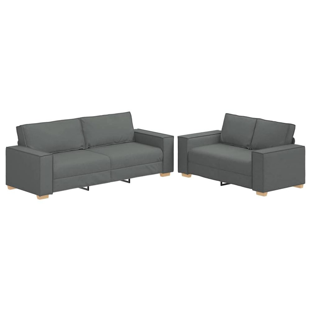 Ensemble de canapé 2 pcs avec coussins en tissu gris foncé