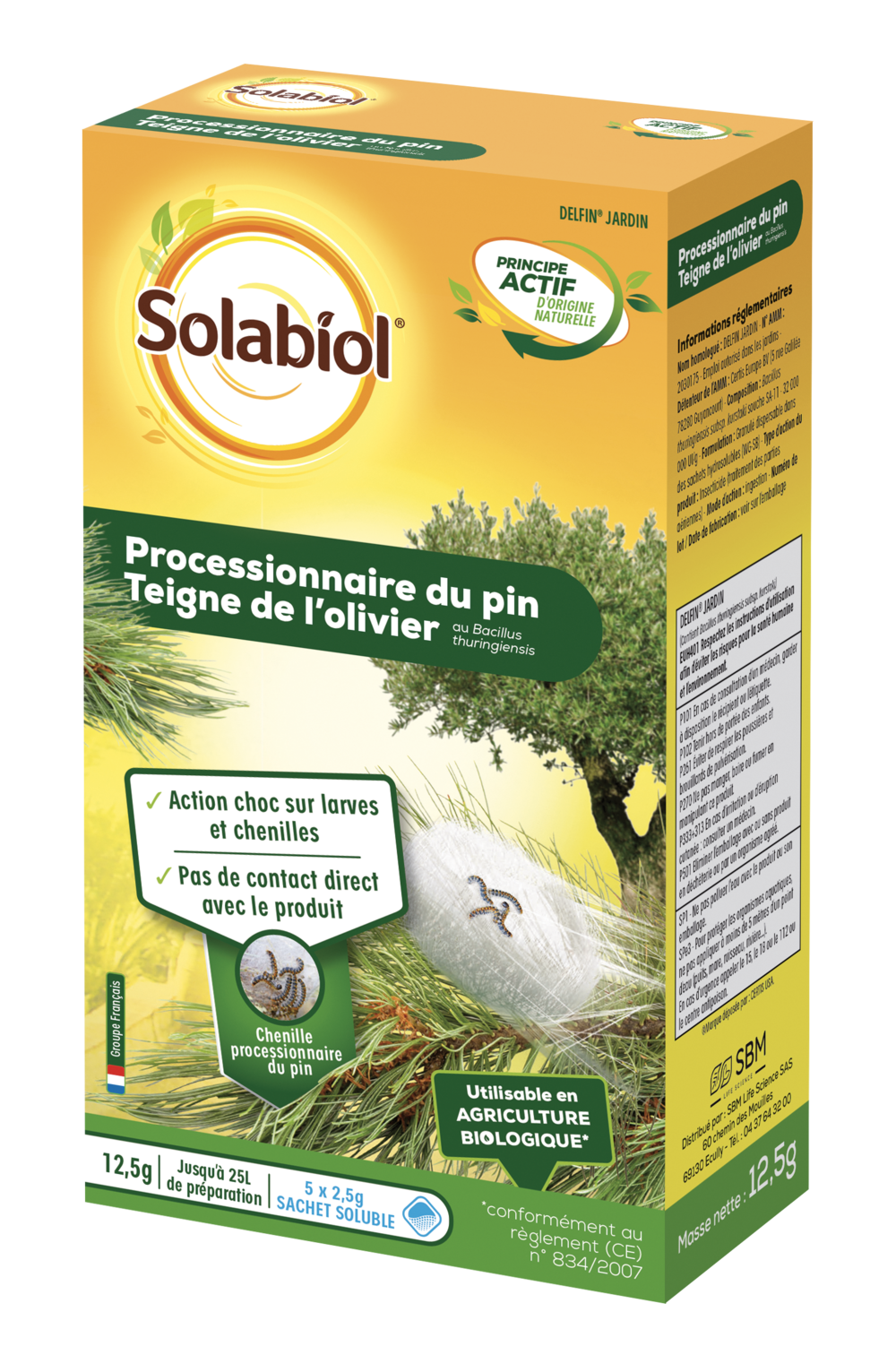 Sopin12 - processionnaires du pin bacillus - traitement efficace - jusqu'à 25l de solution - utilisable en agriculture biologique