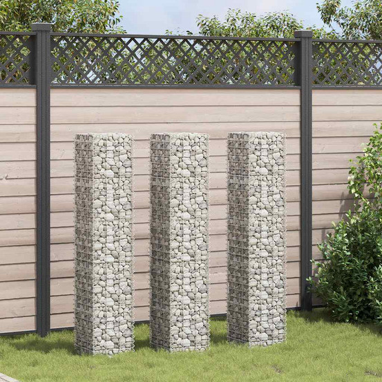 Lits surélevés en gabion 3 pcs 30x30x150 cm fer