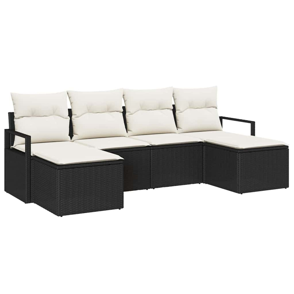 Ensemble de canapé de jardin avec coussin 6 pcs noir et crème