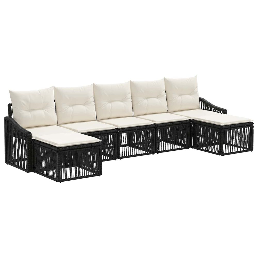 Ensemble de canapé de jardin 7 pc noir polyrotin