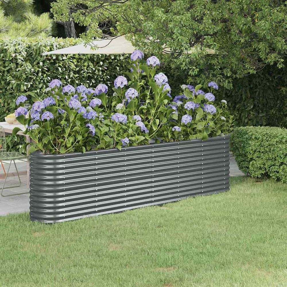 Carré potager surélevé acier galvanisé jardin anthracite 260x40x68 cm