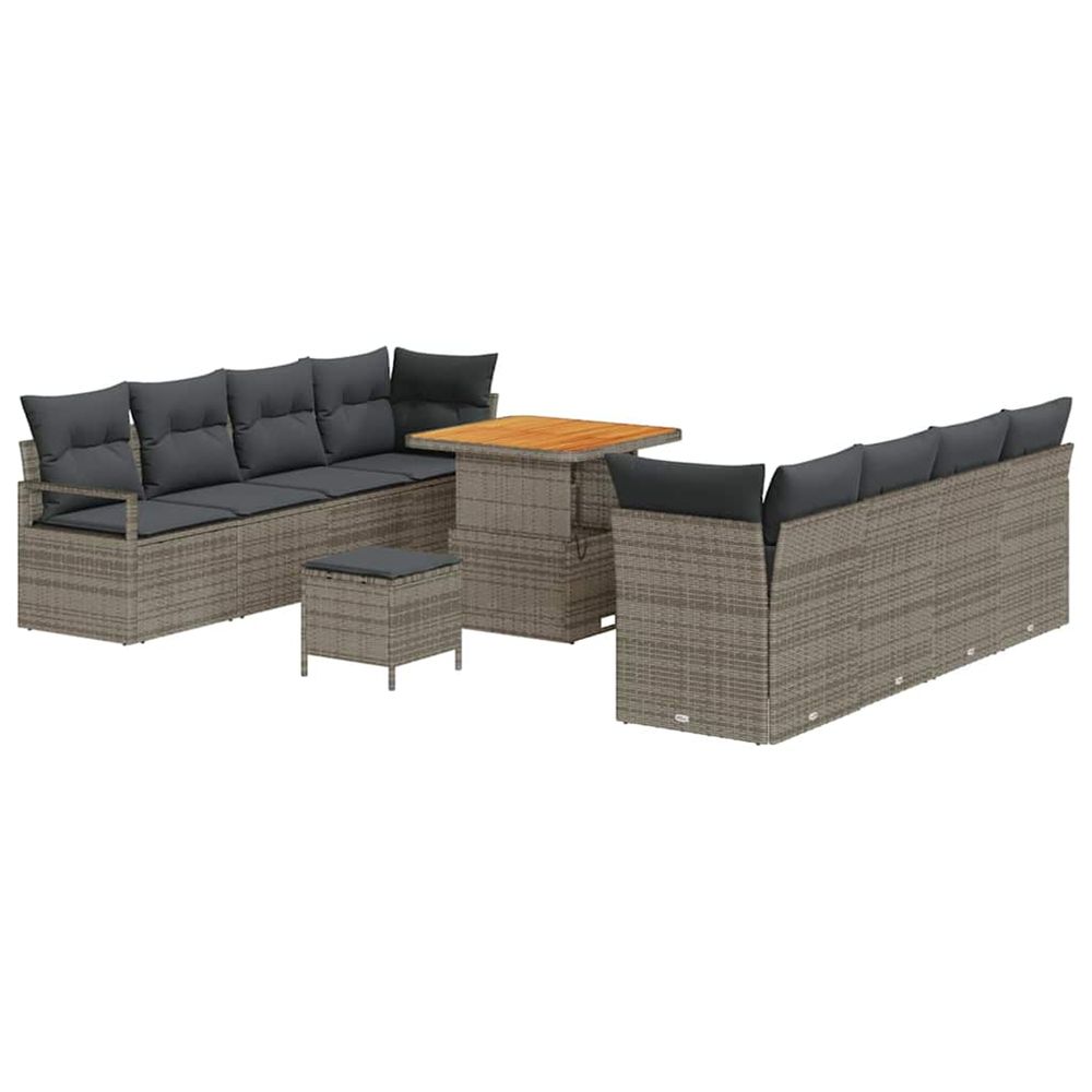 Ensemble de canapé de jardin 11 pc gris polyrotin