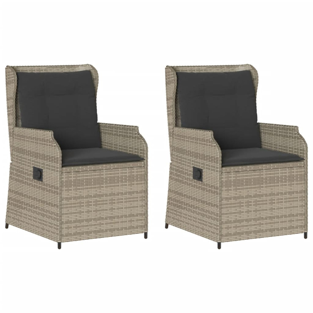 Chaises inclinables jardin lot de 2 et coussins résine tressée