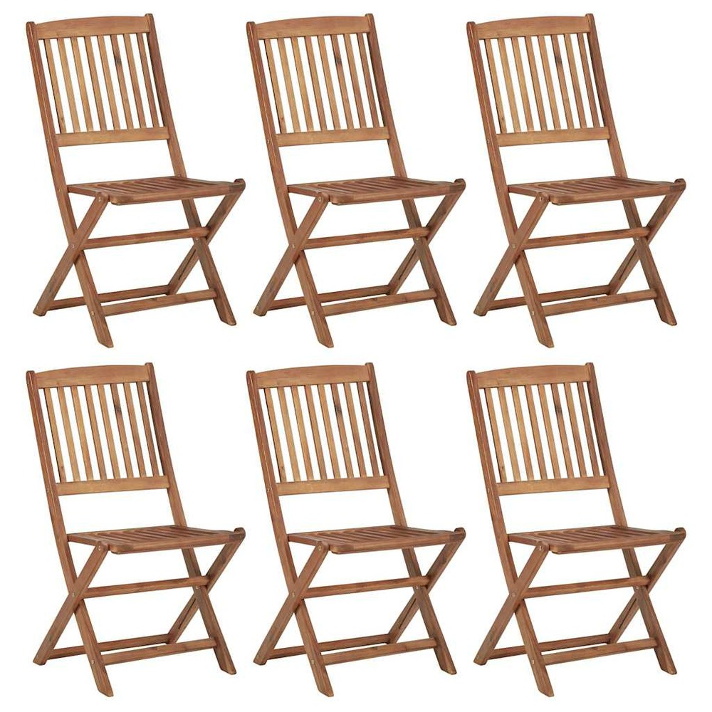 Chaises pliables de jardin lot de 6 bois d'acacia solide