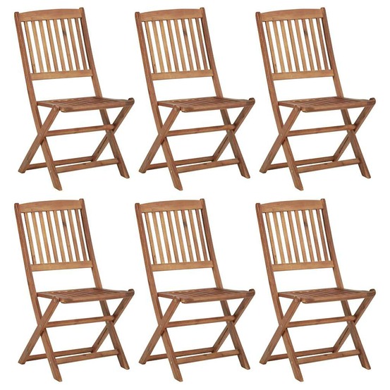 Chaises pliables de jardin lot de 6 bois d'acacia solide