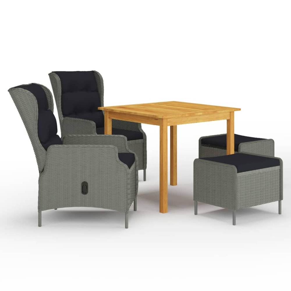 Ensemble à manger de jardin 5 pcs gris clair