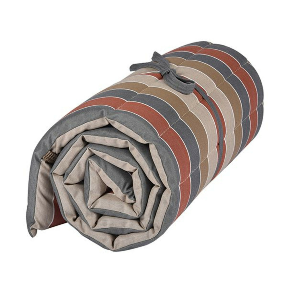 Matelas/coussin enroulable pour transat/bain de soleil - 100% acrylique - marron/rouge - jersey