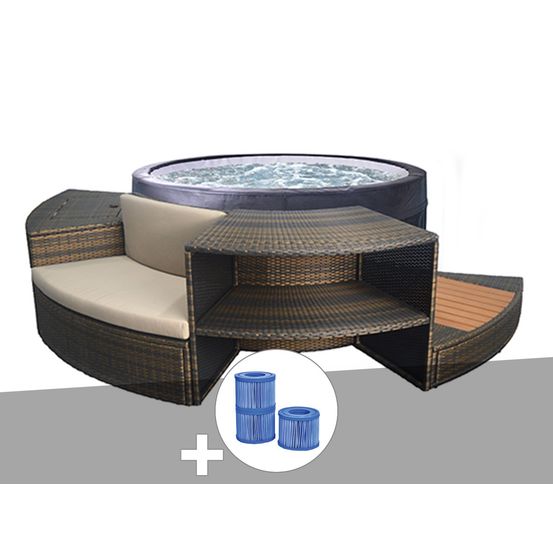 Spa portable semi-rigide vita rond bulles 4 places avec mobilier + 3 cartouches