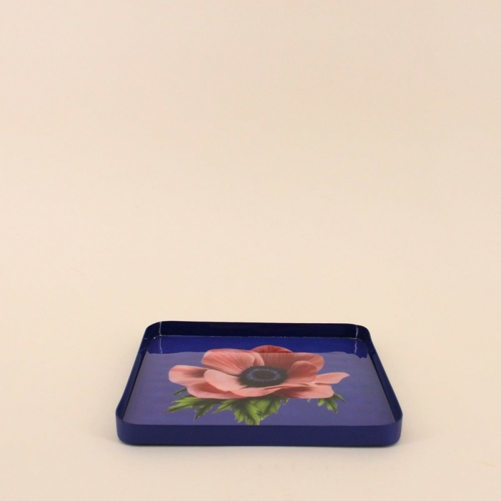 Plateau en métal laqué motif blossom 30x30cm