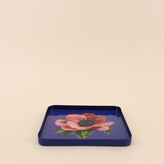 Plateau en métal laqué motif blossom 30x30cm