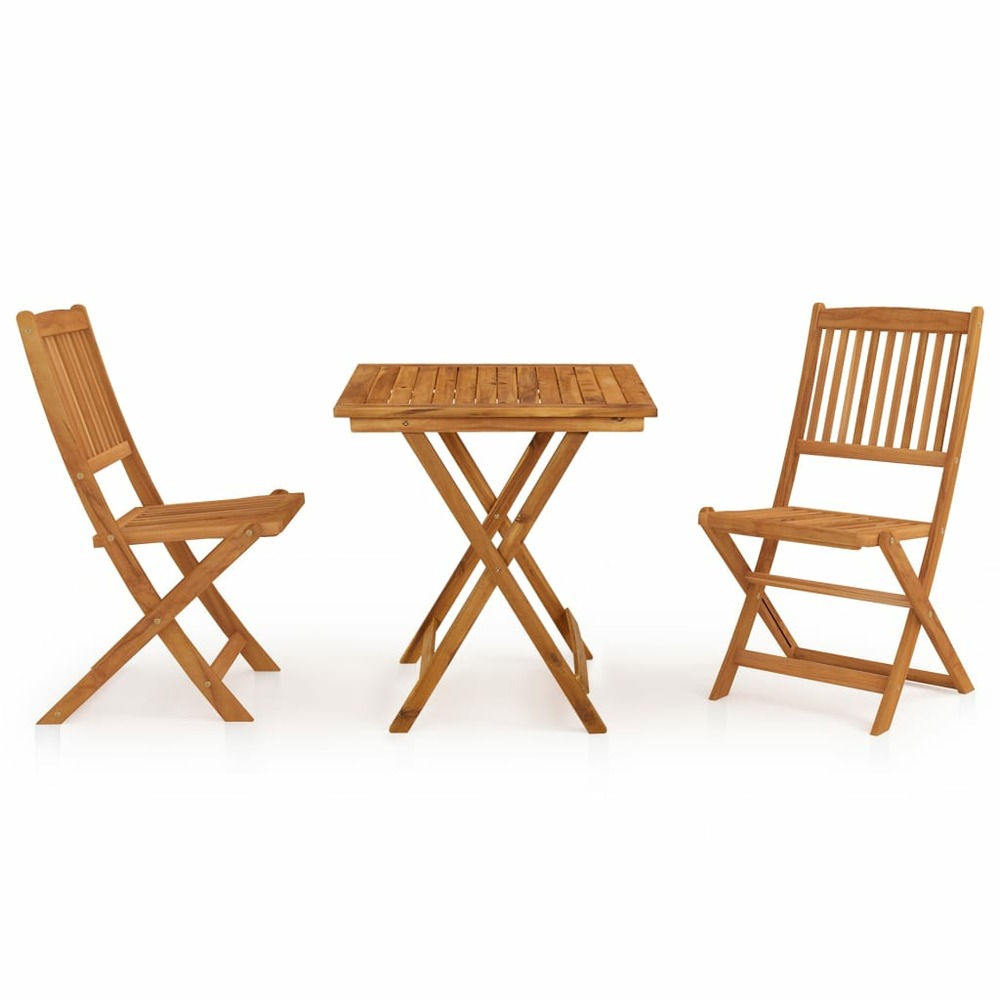 Mobilier à dîner de jardin pliable 3 pièces bois d'acacia solide