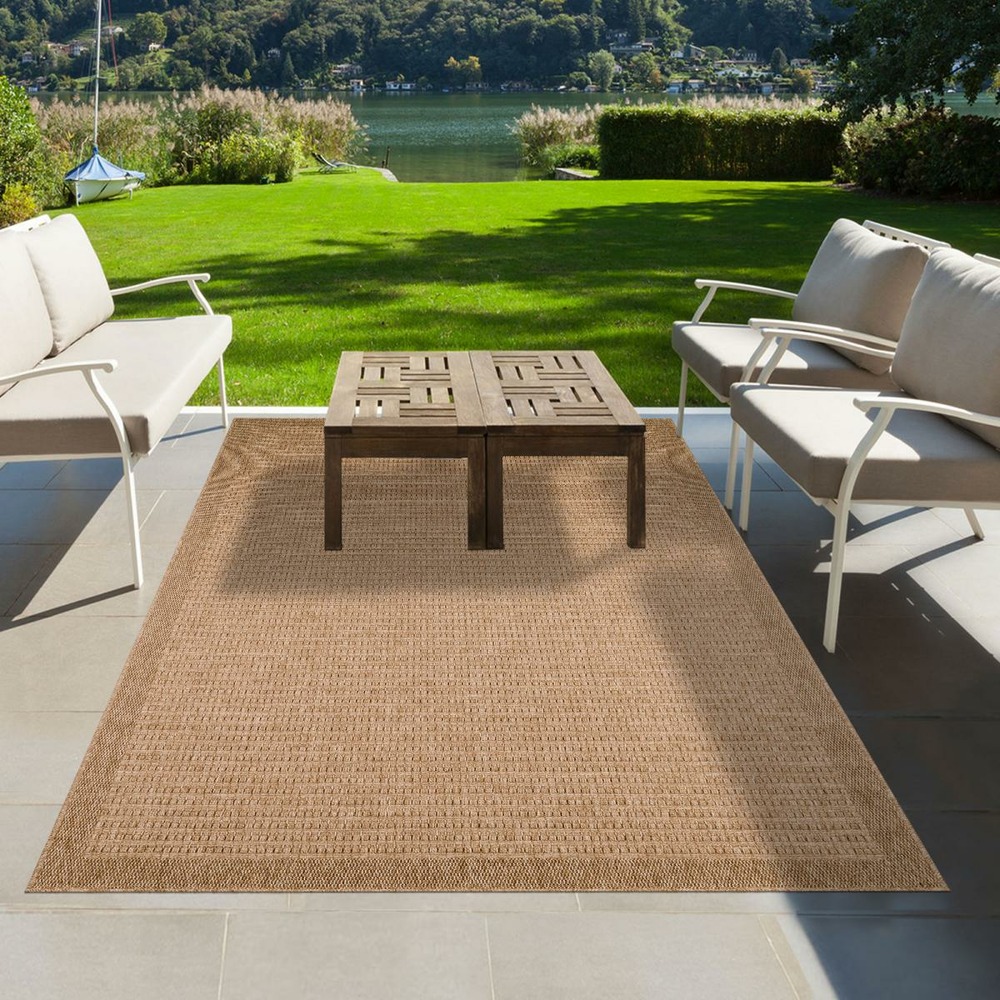 Tapis extérieur 60x90 tissé kilim beige jute art