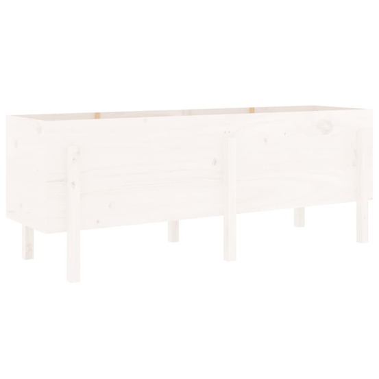 Jardinière bac lit surélevé plantes fleurs terrasse jardin de jardin 160 x 50 x 57 cm bois de pin massif blanc