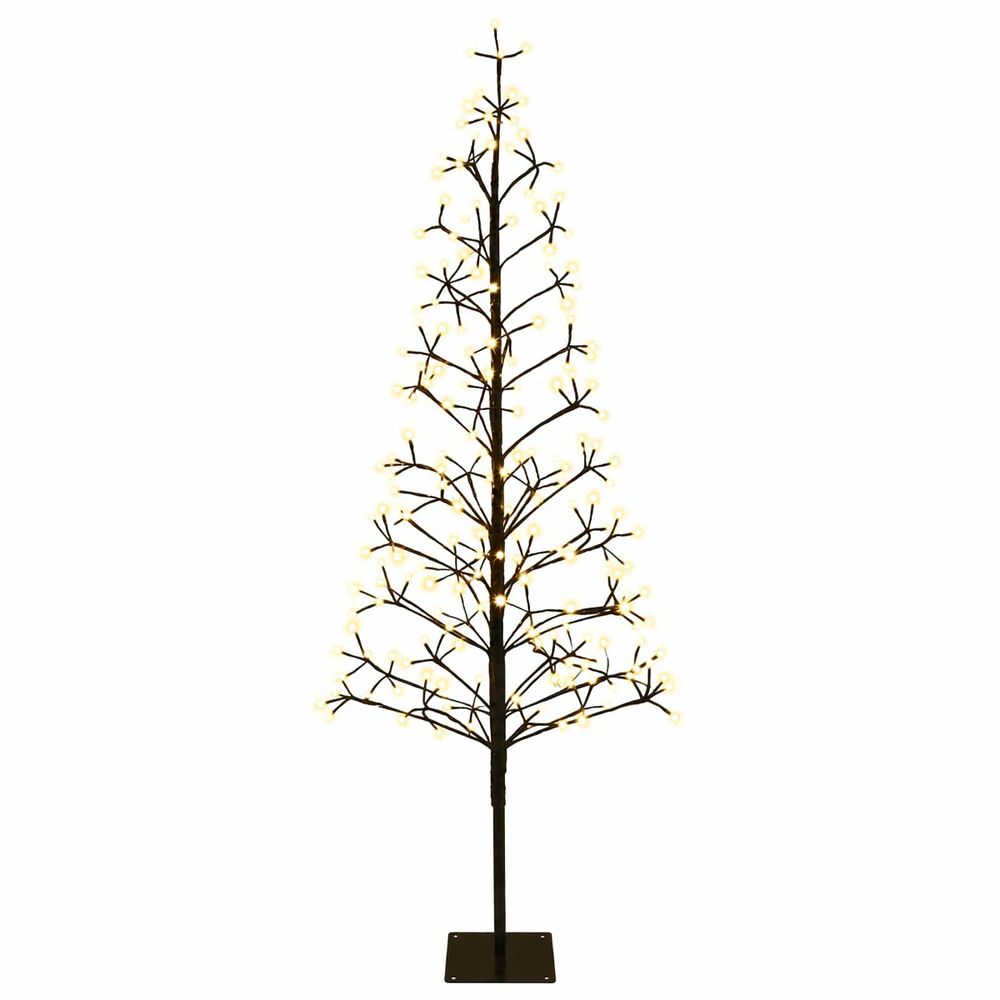 Sapin de noël lumineux led noir 20 x 20 x 180 cm acier 196 led